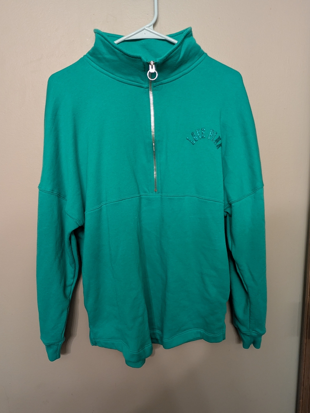 PINK Victoria's Secret Teal Green Half-Zip Pullover